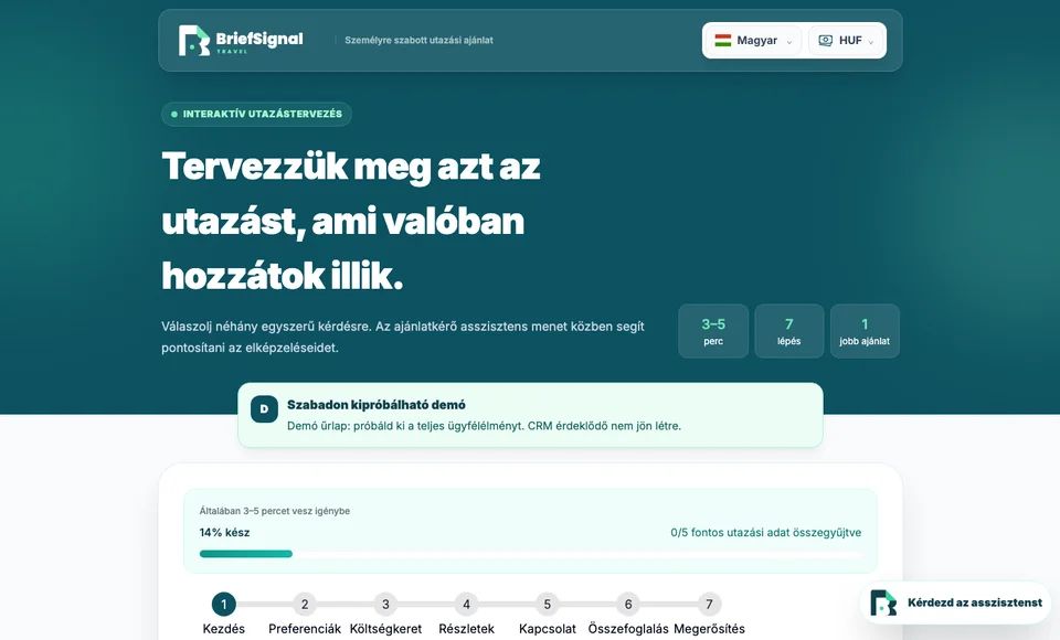 Intelligens ajánlatkérés – BriefSignal termékfelület